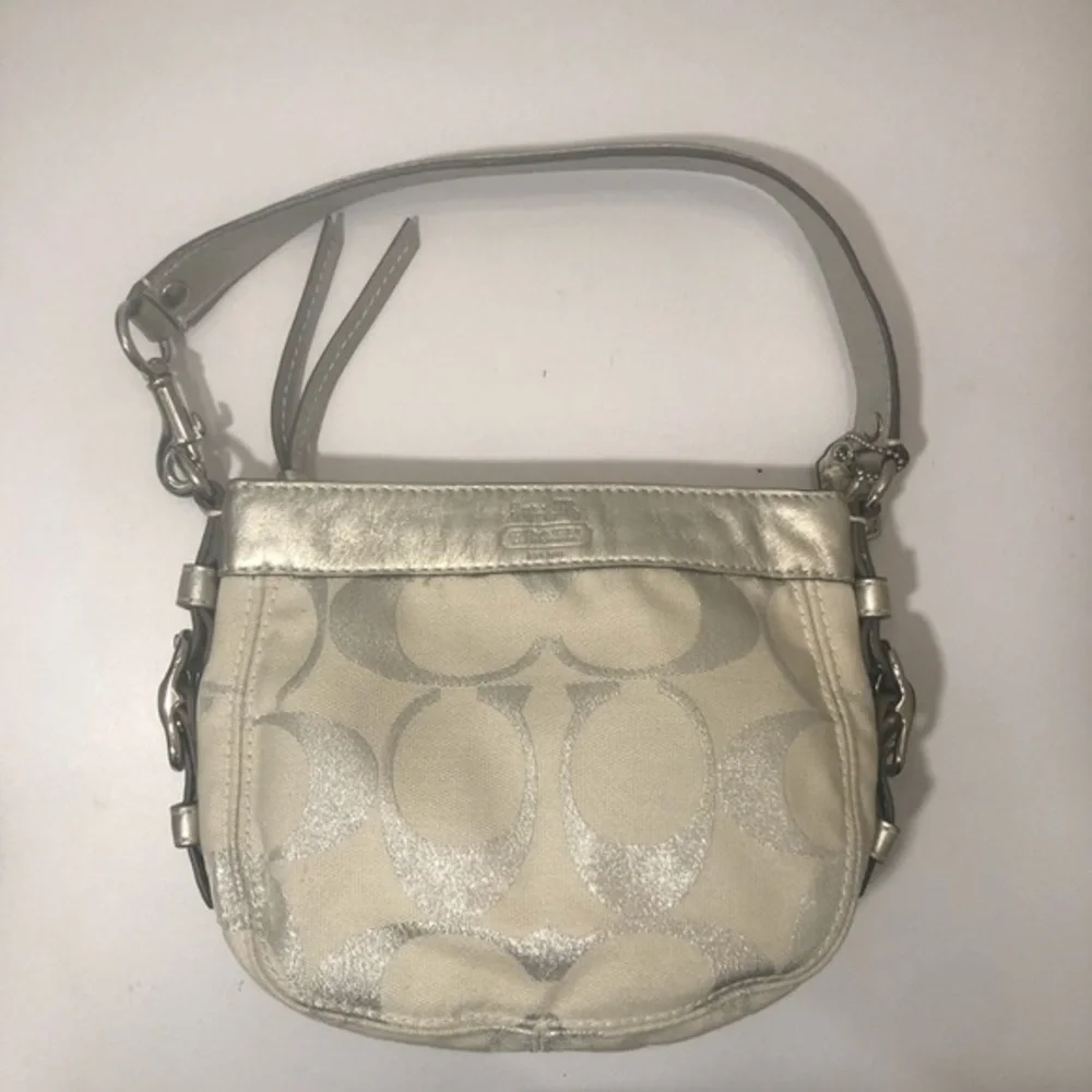 Coach vintage y2k 42715 signature white silver mini Zoe hobo bag